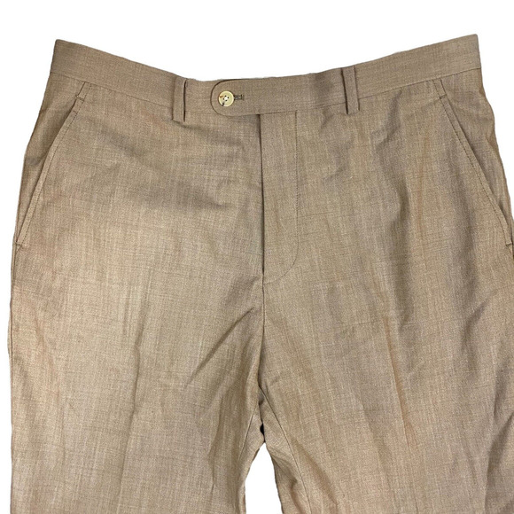 Indochino Men's Brown Wool Flat Front Dress Work Career Trouser Pants W36 L30 - Picture 2 of 6